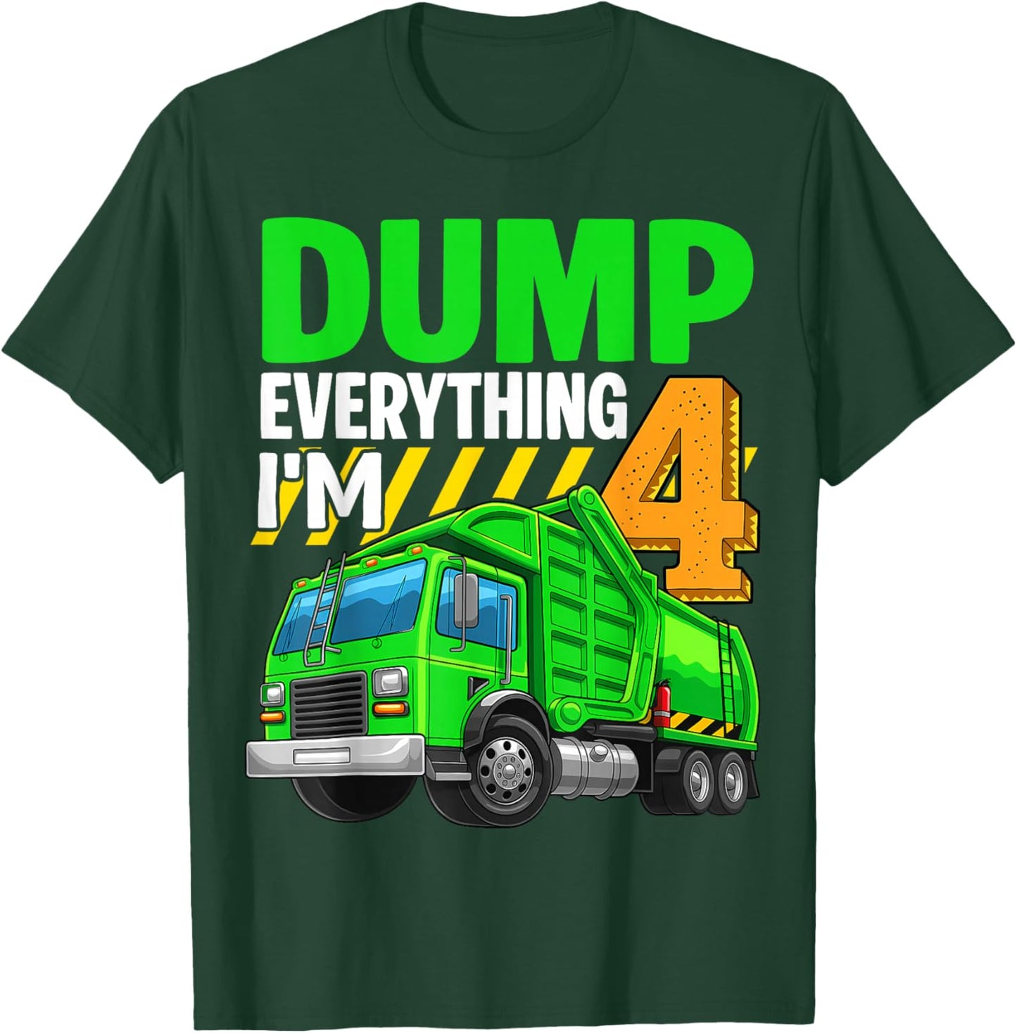 Trash Truck 4 Year Old Garbage Truck 4th Birthday Boy T-Shirt - T-Shirt | Forest