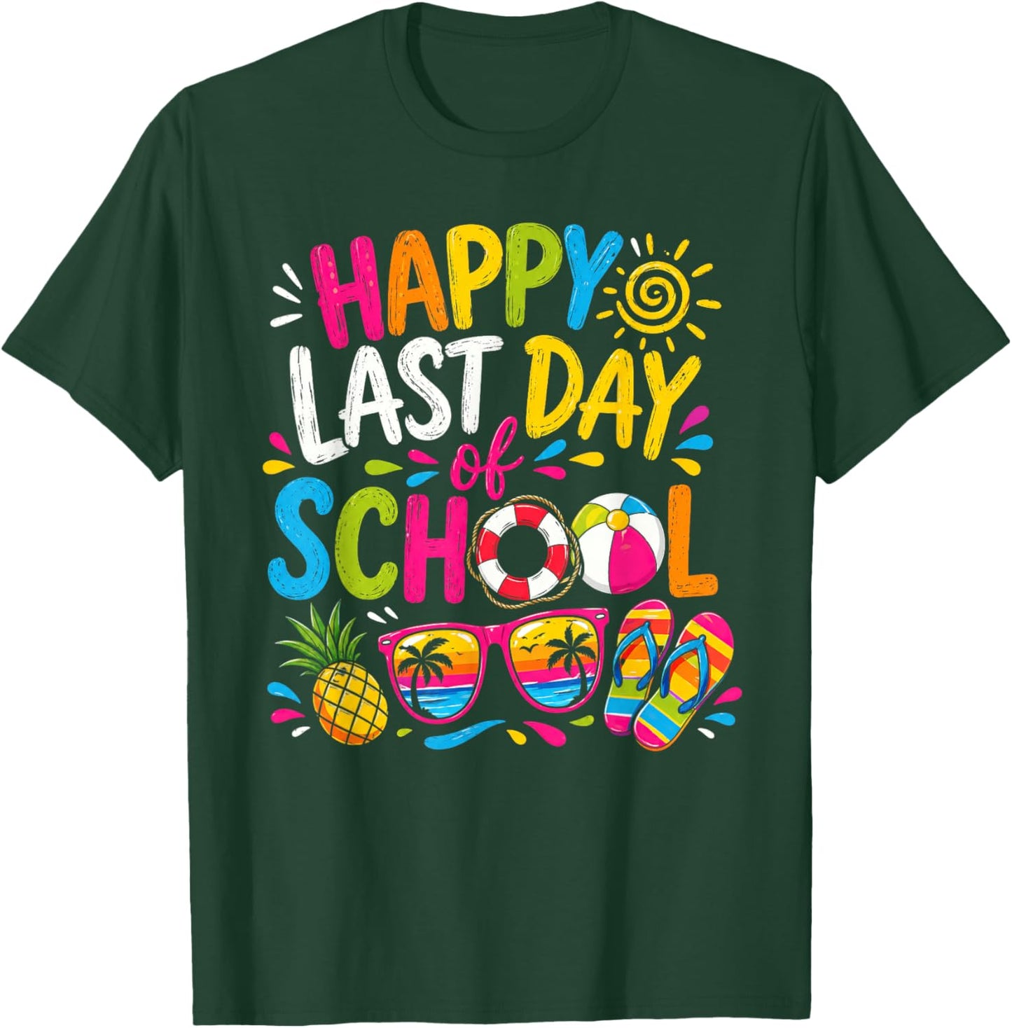 Last Day of School for Teacher Off Duty Tie and Dye T-Shirt - T-Shirt | Forest