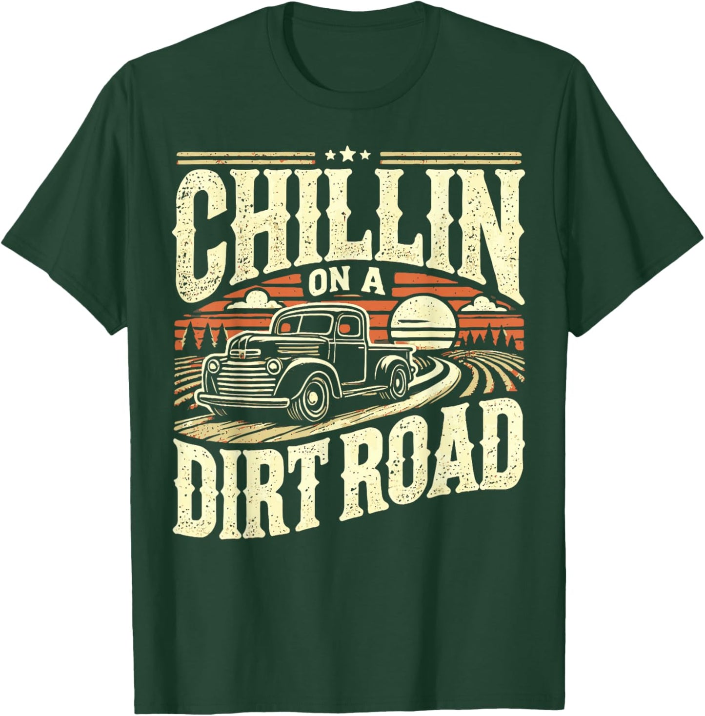 Western Cowboy Chillin On A Dirt Road Country Music T-Shirt - T-Shirt | Forest