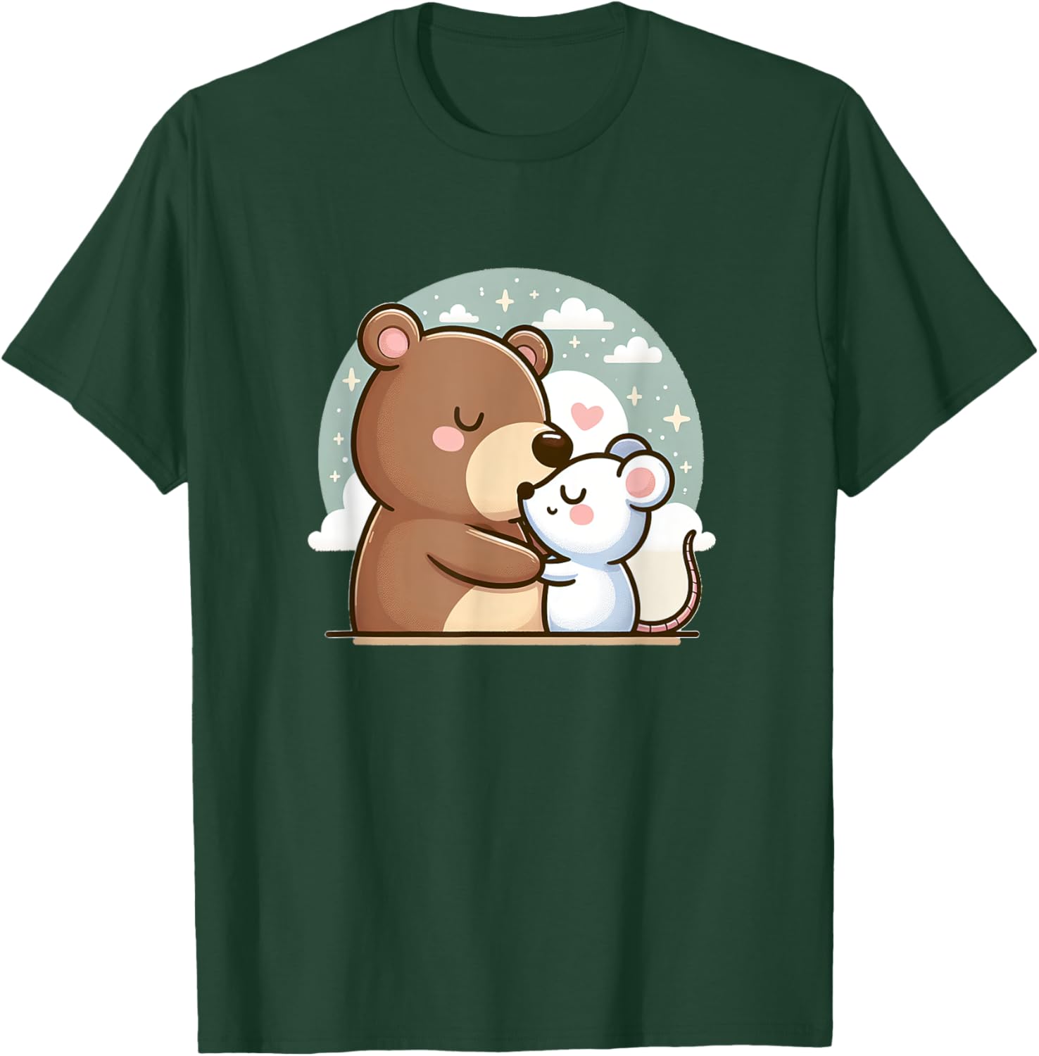 Cuddling Bear And Mouse In Love T-Shirt - T-Shirt | Forest