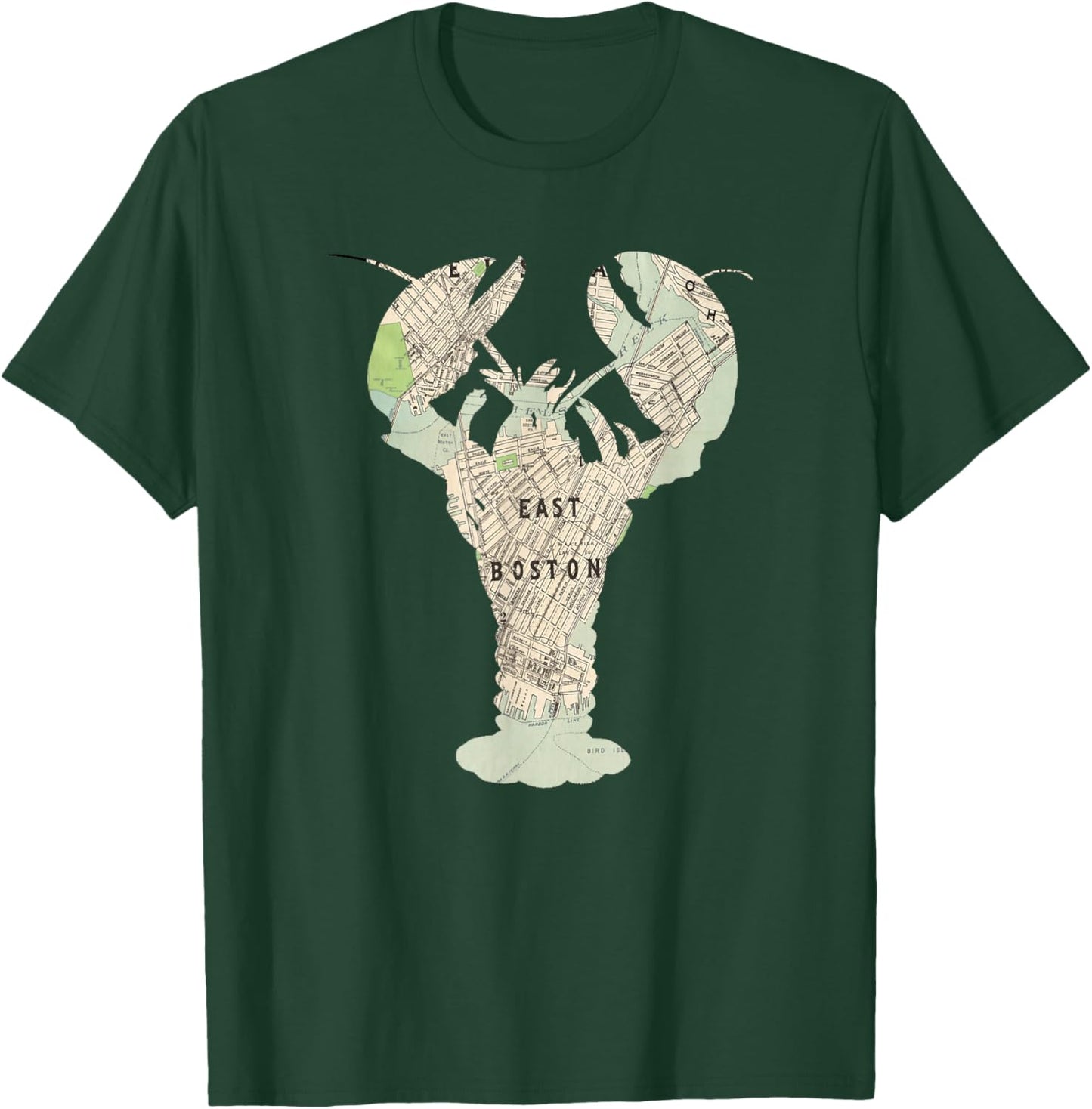 East Boston MA Lobster Map Silhouette T-Shirt - T-Shirt | Forest