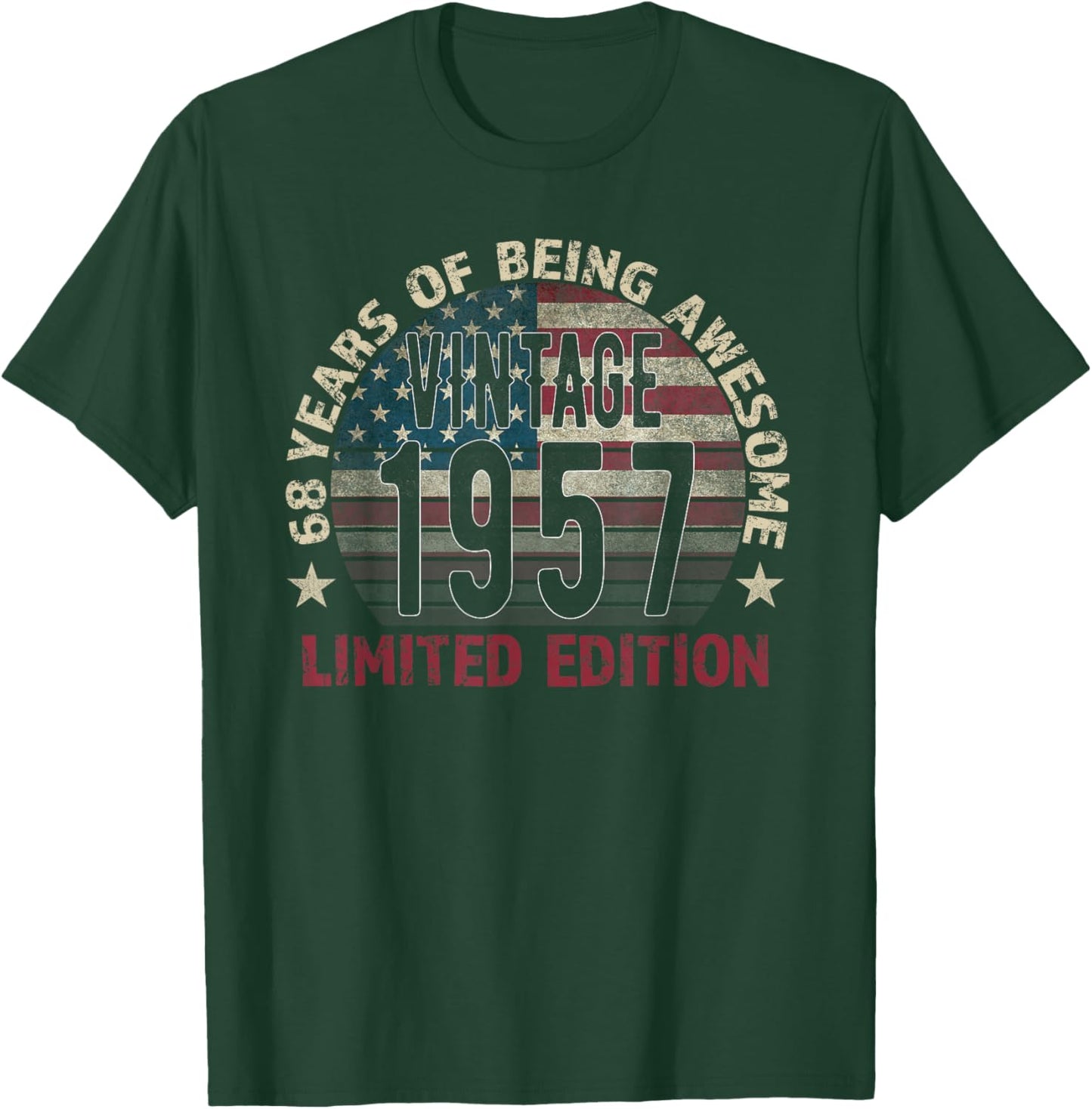 68th Birthday Gift men Vintage born 1957 turning 68 Year Old T-Shirt - T-Shirt | Forest