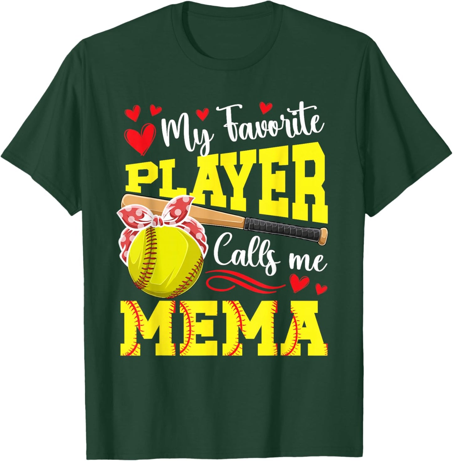 Proud Softball Mema Of A Softball Player Mema T-Shirt - T-Shirt | Forest