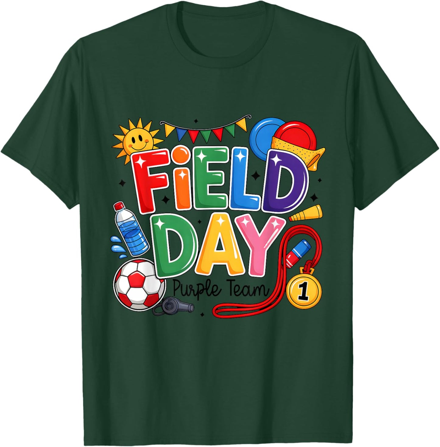 Field Day Purple Team Funny for Kids Teacher Field Day Games T-Shirt - T-Shirt | Forest