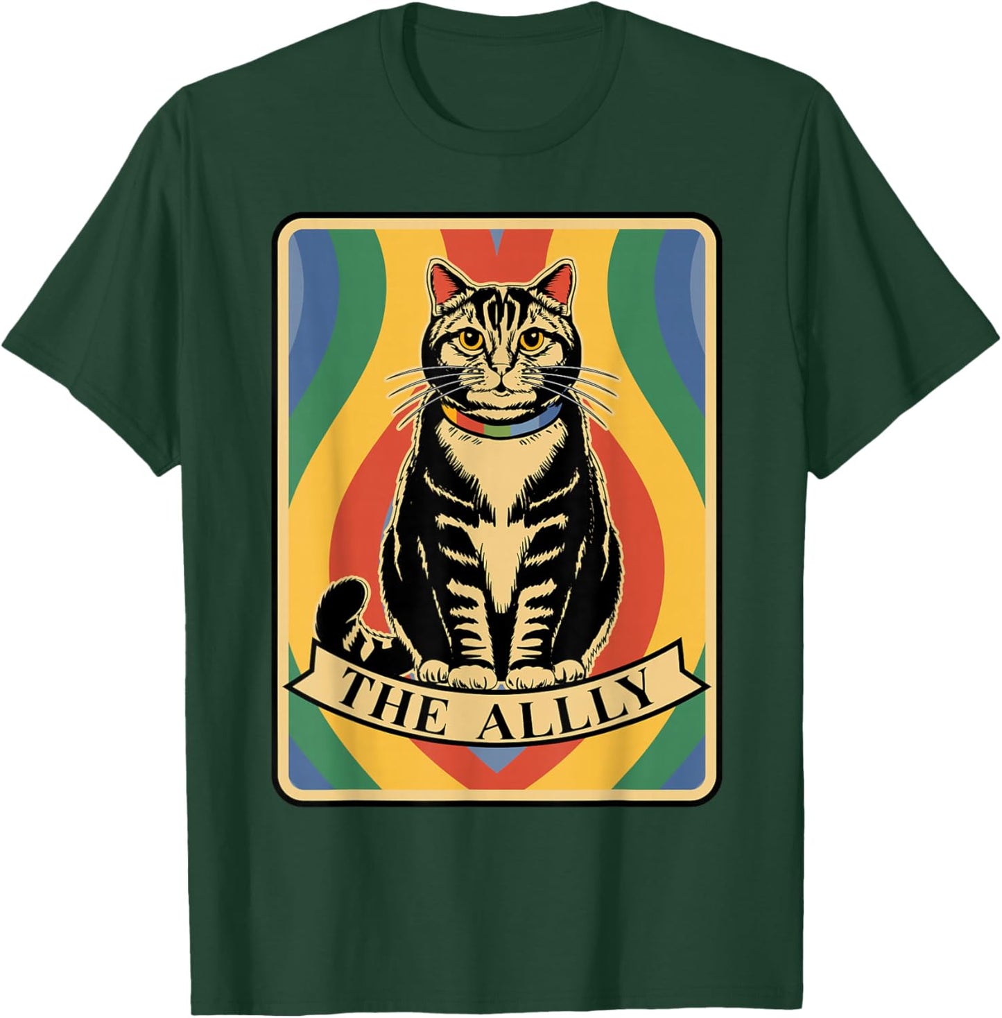 LGBT Ally Cat Tarot Card Gay Pride Month Rainbow Flag LGBTQ T-Shirt - T-Shirt | Forest