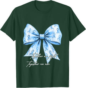 Prostate Cancer Awareness Together We Fight Blue Bow Ribbon T-Shirt - T-Shirt | Forest