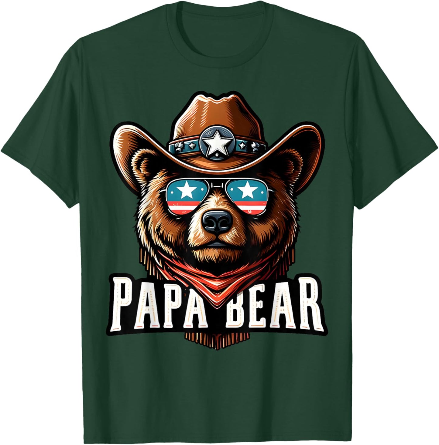 Papa Bear Shirt Fathers Day Gift Patriotic Proud Best Dad T-Shirt - T-Shirt | Forest