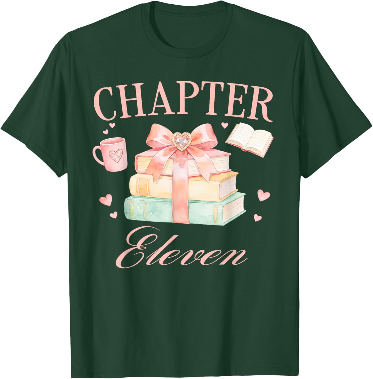 Chapter 11th Birthday Bookworm 11 Years Old Cute Book Loves T-Shirt - T-Shirt | Forest