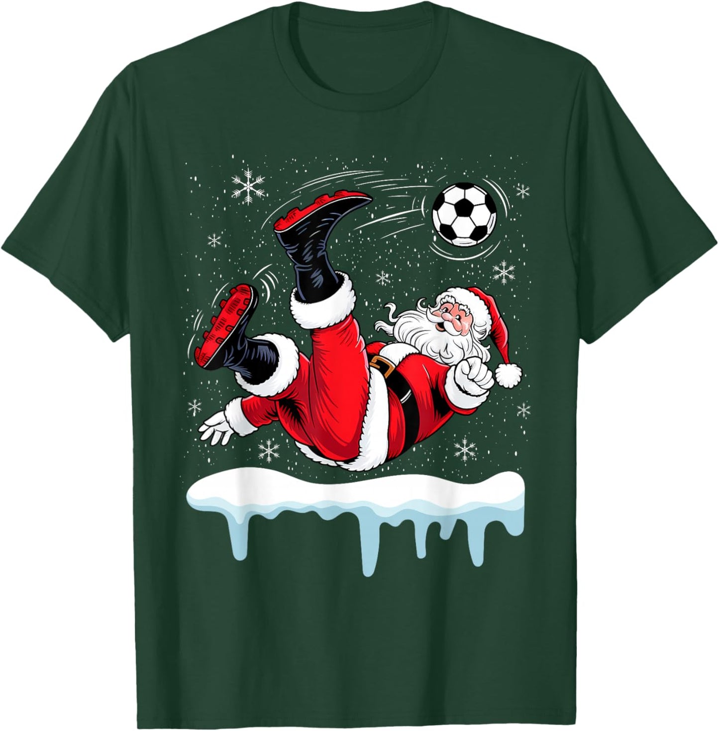 Christmas Santa Soccer Bicycle Kick Xmas Boys Men Ball Sport T-Shirt - T-Shirt | Forest