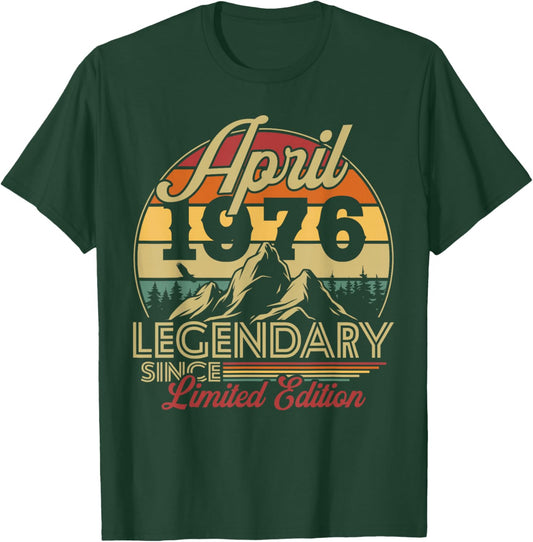 Vintage Cadeau d'anniversaire 50 Ans pour Né en Avril 1976 T-Shirt - T-Shirt | Forest