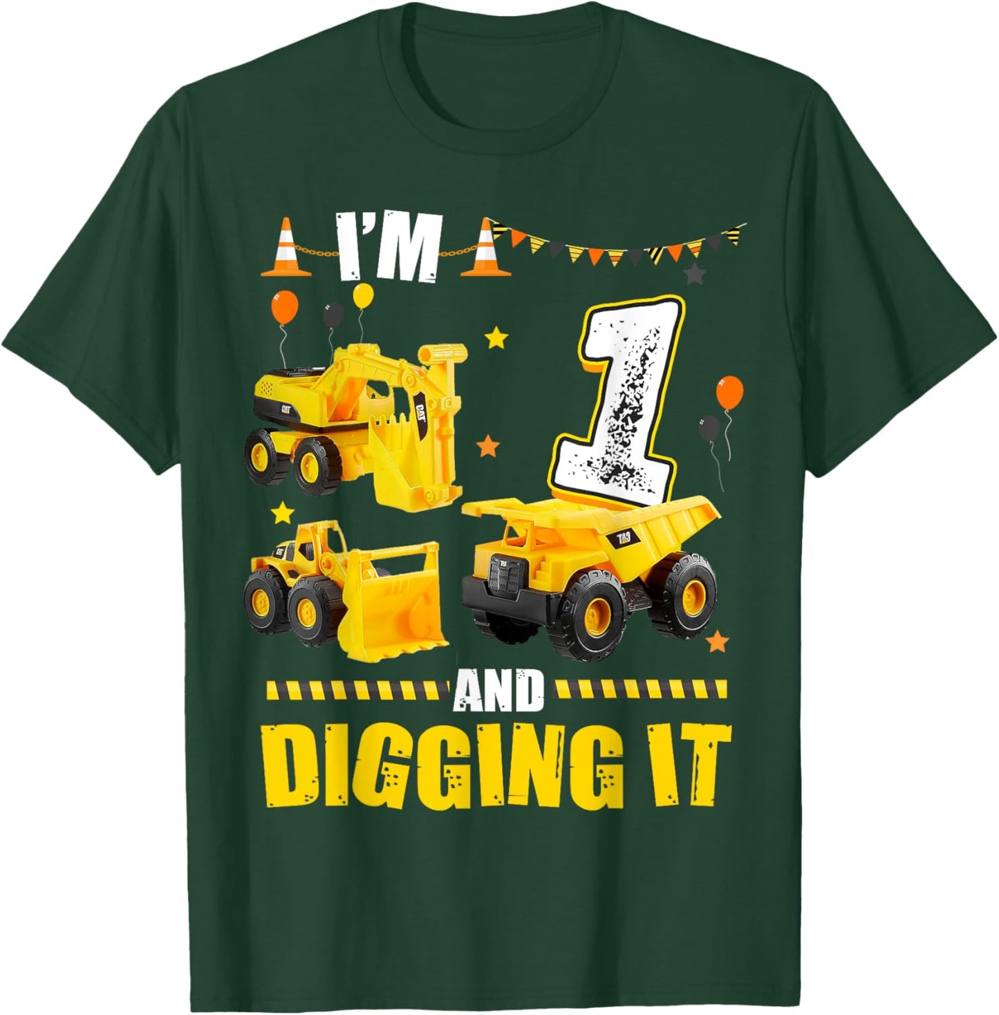 I'm 1 Year Old And Digging It 1st Birthday Construction T-Shirt - T-Shirt | Forest