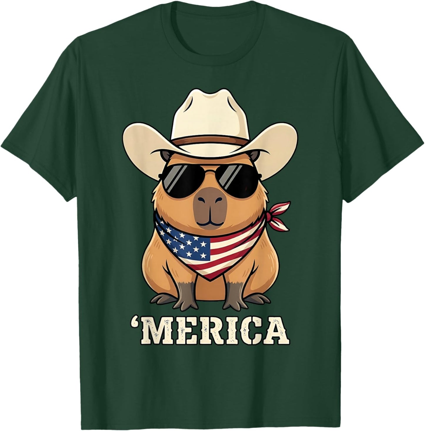 Capybara USA 'Merica 4th of July Men Kids Funny Patriotic T-Shirt - T-Shirt | Forest