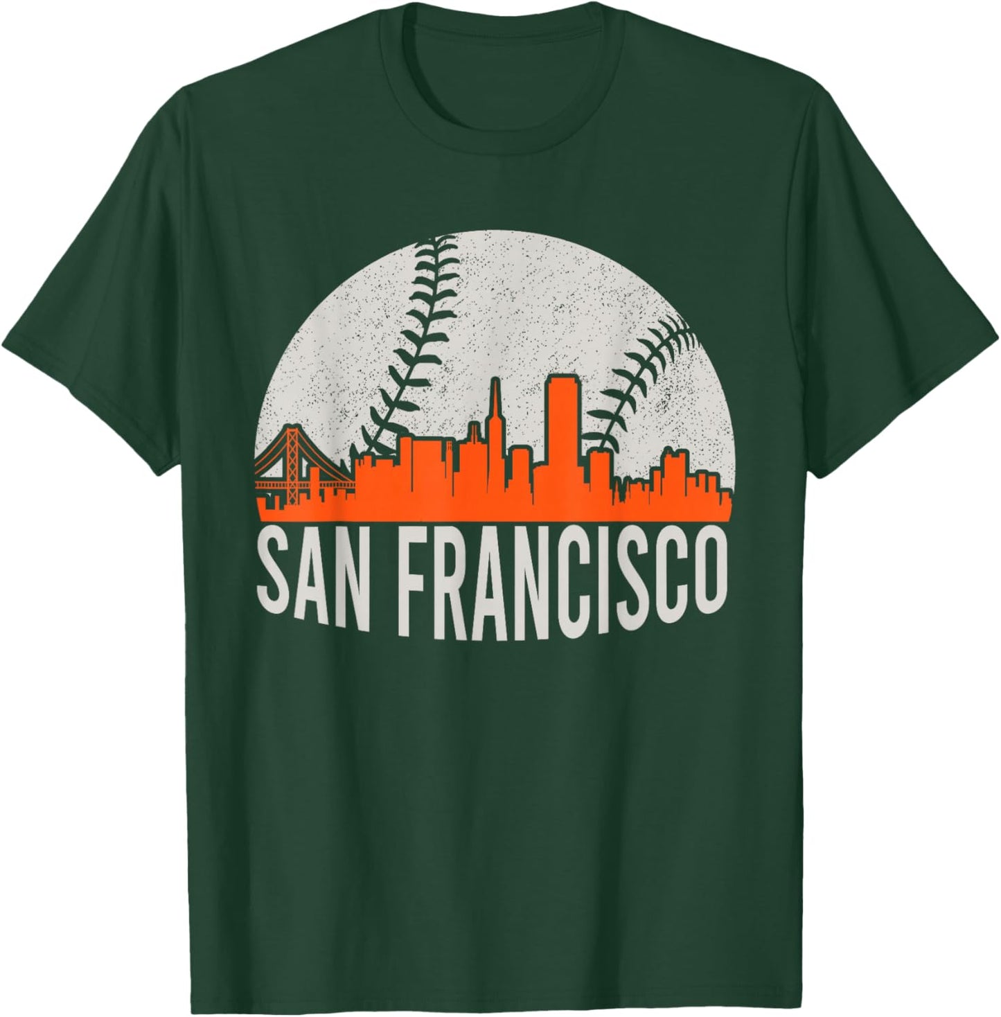 Vintage San Francisco Skyline Baseball Present Men Women T-Shirt - T-Shirt | Forest