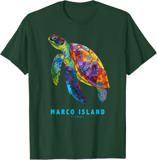 Marco Island Florida Sea Turtle Beach Vacation Retro Vintage T-Shirt - T-Shirt | Forest