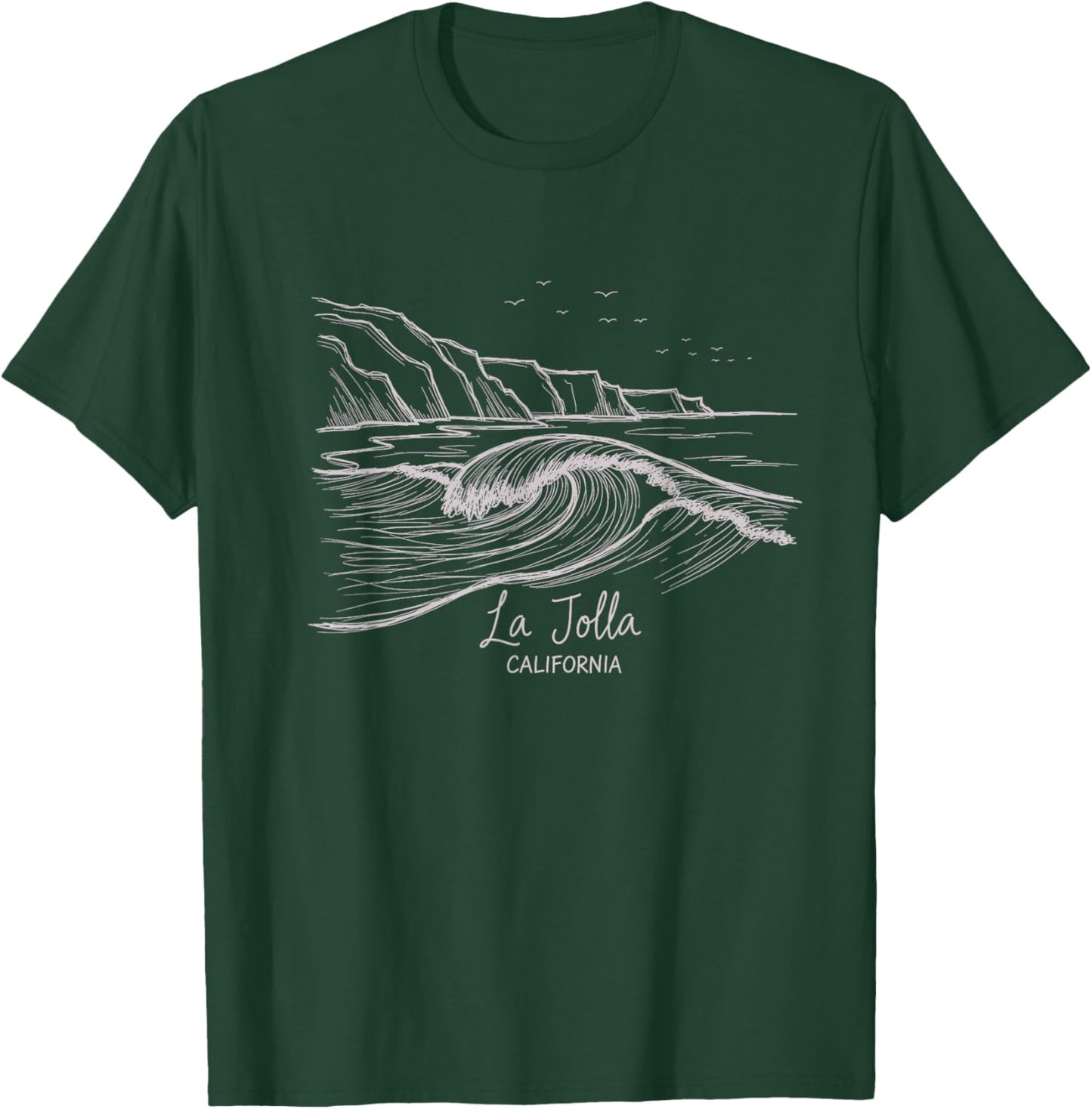 Vintage La Jolla California Drawing Art Design T-Shirt - T-Shirt | Forest