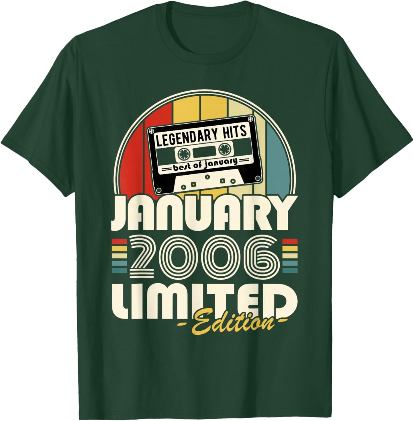 Vintage Birthday 20 Years Born in January 2006 Boy Girl T-Shirt - T-Shirt | Forest