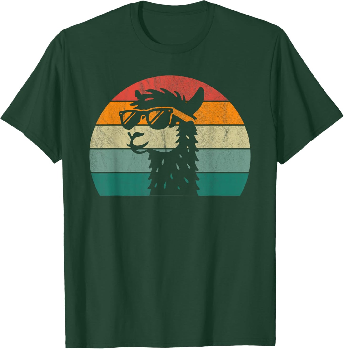 Retro Alpaca Design (Multi-Colour) | Sunset Llama , black, S T-Shirt - T-Shirt | Forest