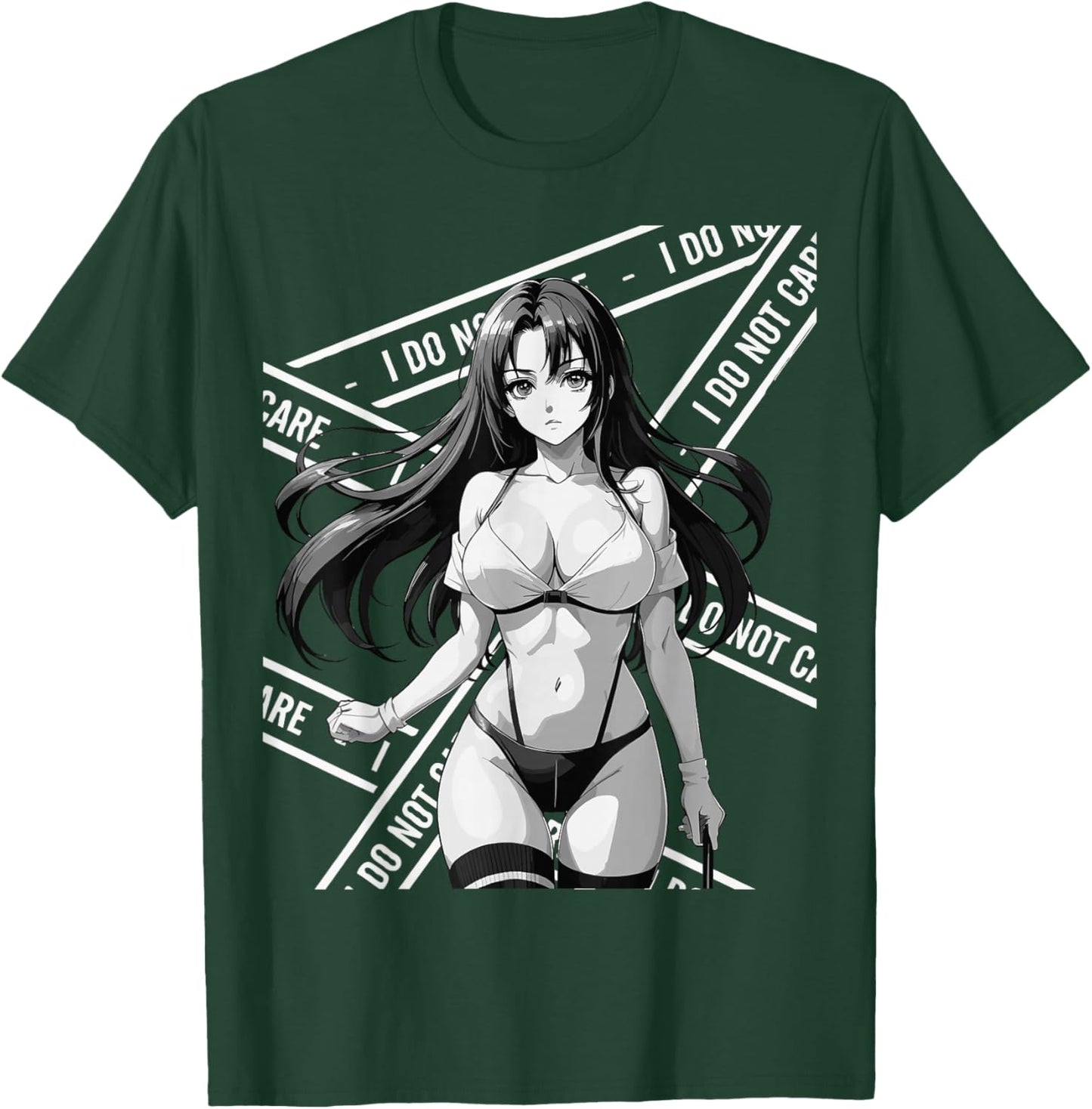 Sexy Waifu Otaku Anime Girl Japanese in Black and White Art T-Shirt - T-Shirt | Forest