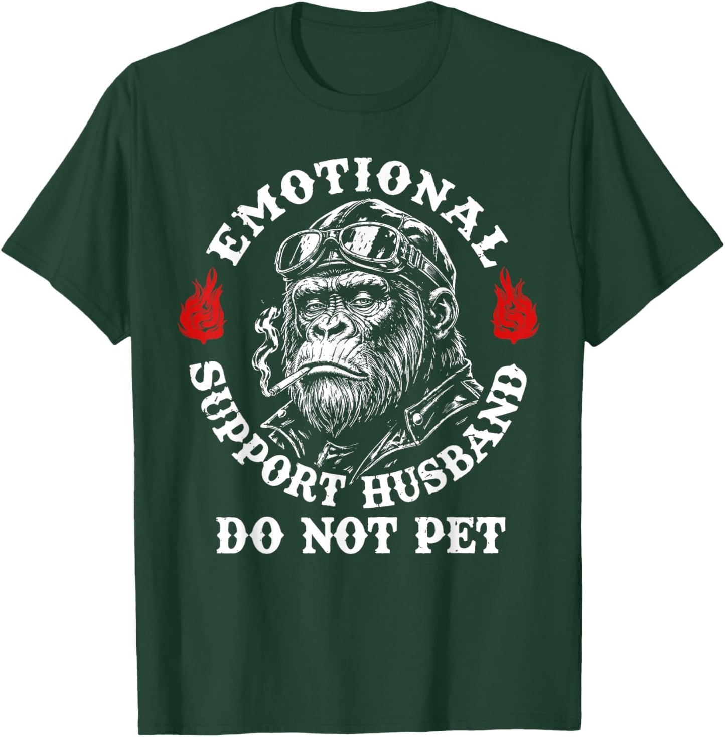 Emotional Support Husband Do Not Pet Funny Monkey Men T-Shirt - T-Shirt | Forest