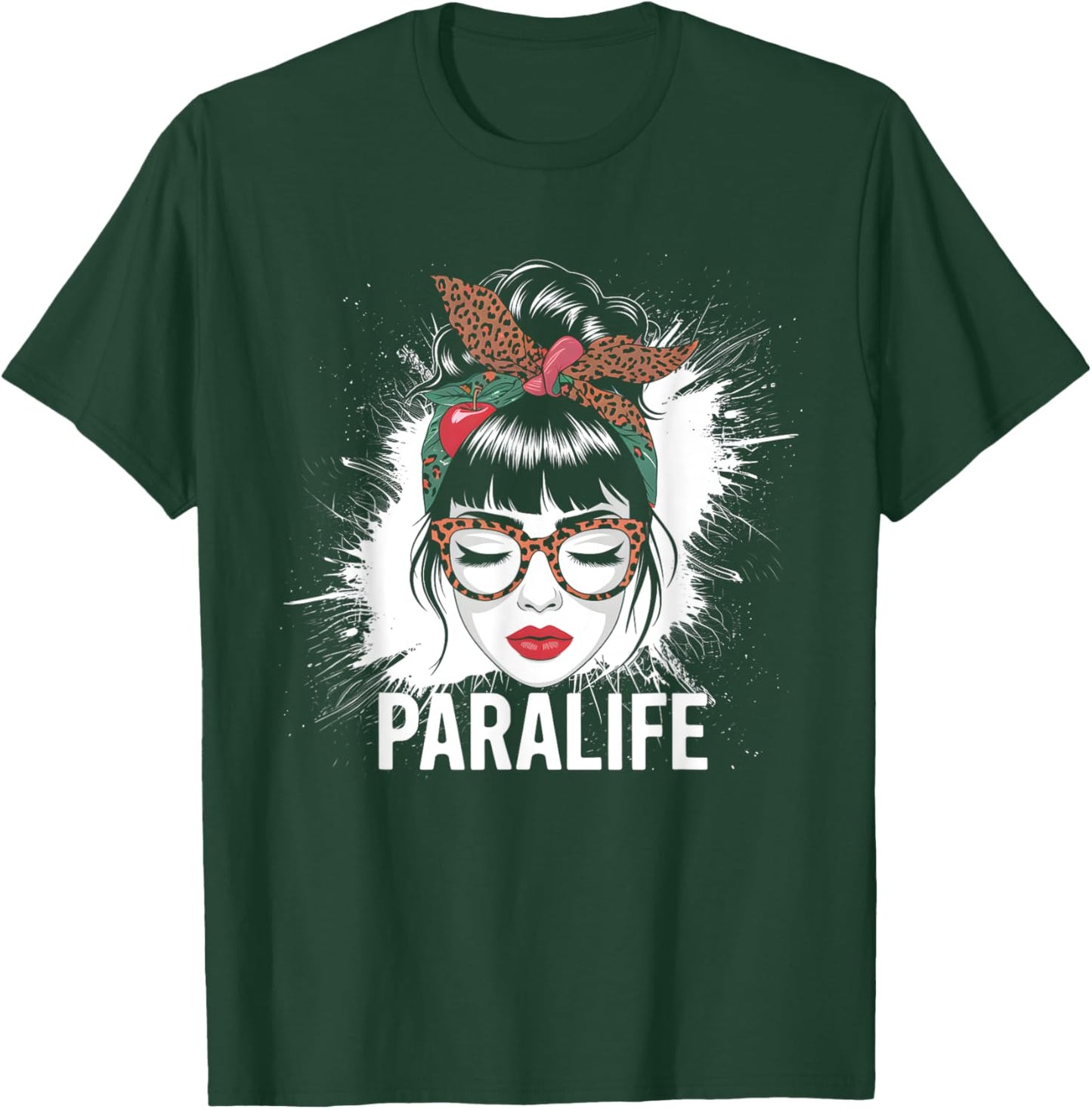 Bleached Messy Bun Para Life Paraprofessional Teacher T-Shirt - T-Shirt | Forest