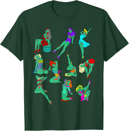 Funny Vintage Pin-up Sexy Zombie Girls Halloween Costume T-Shirt - T-Shirt | Forest