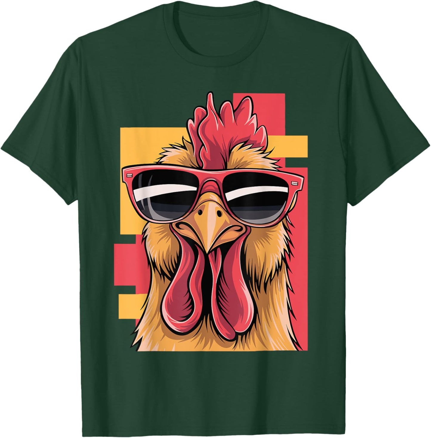 Funny Rooster Wearing Sunglasses Graphic Vintage Chicken T-Shirt - T-Shirt | Forest