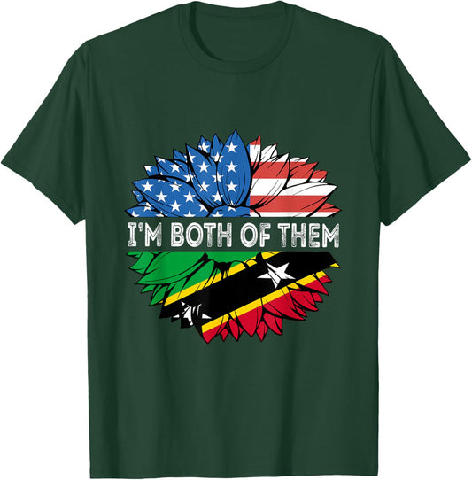 Saint Kitts and Nevis I'm Both Of Them Sunflower USA T-Shirt - T-Shirt | Forest