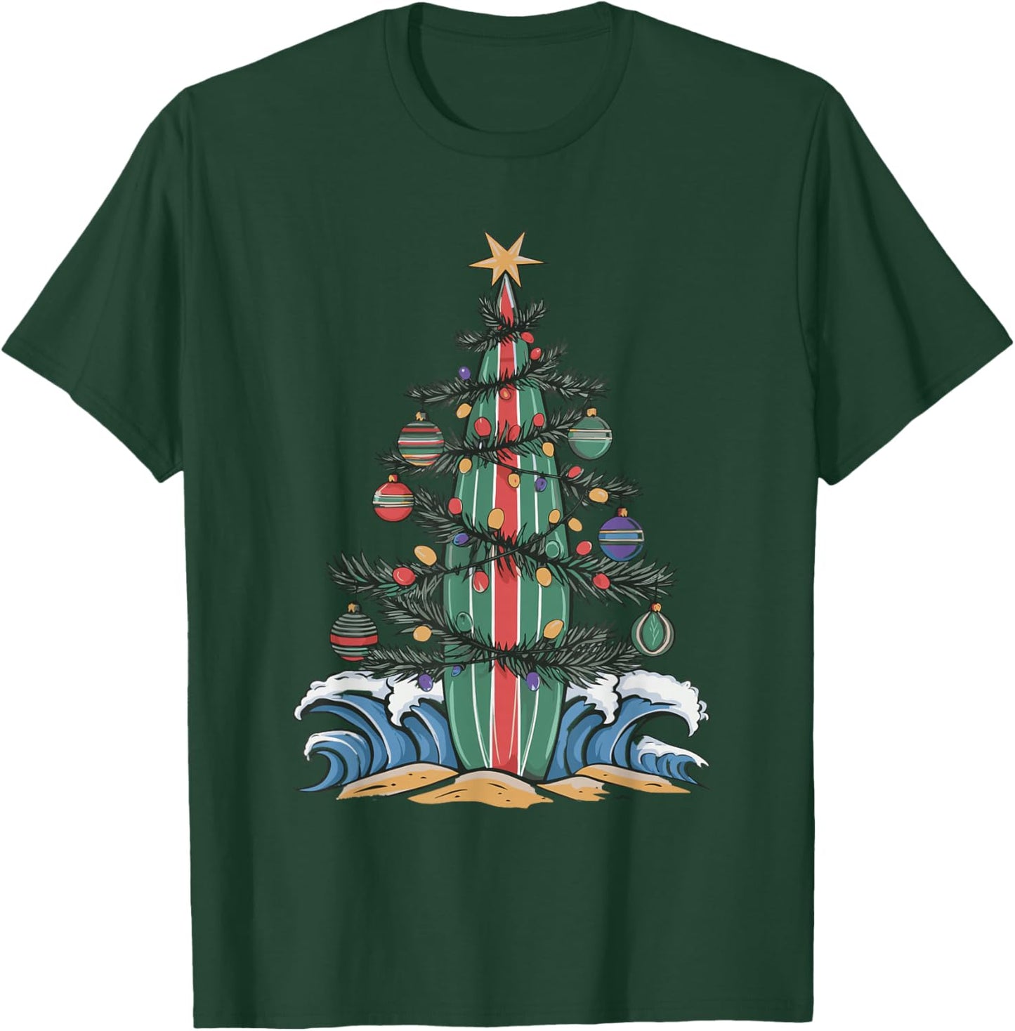 Christmas Tree Surfboard T-Shirt - T-Shirt | Forest