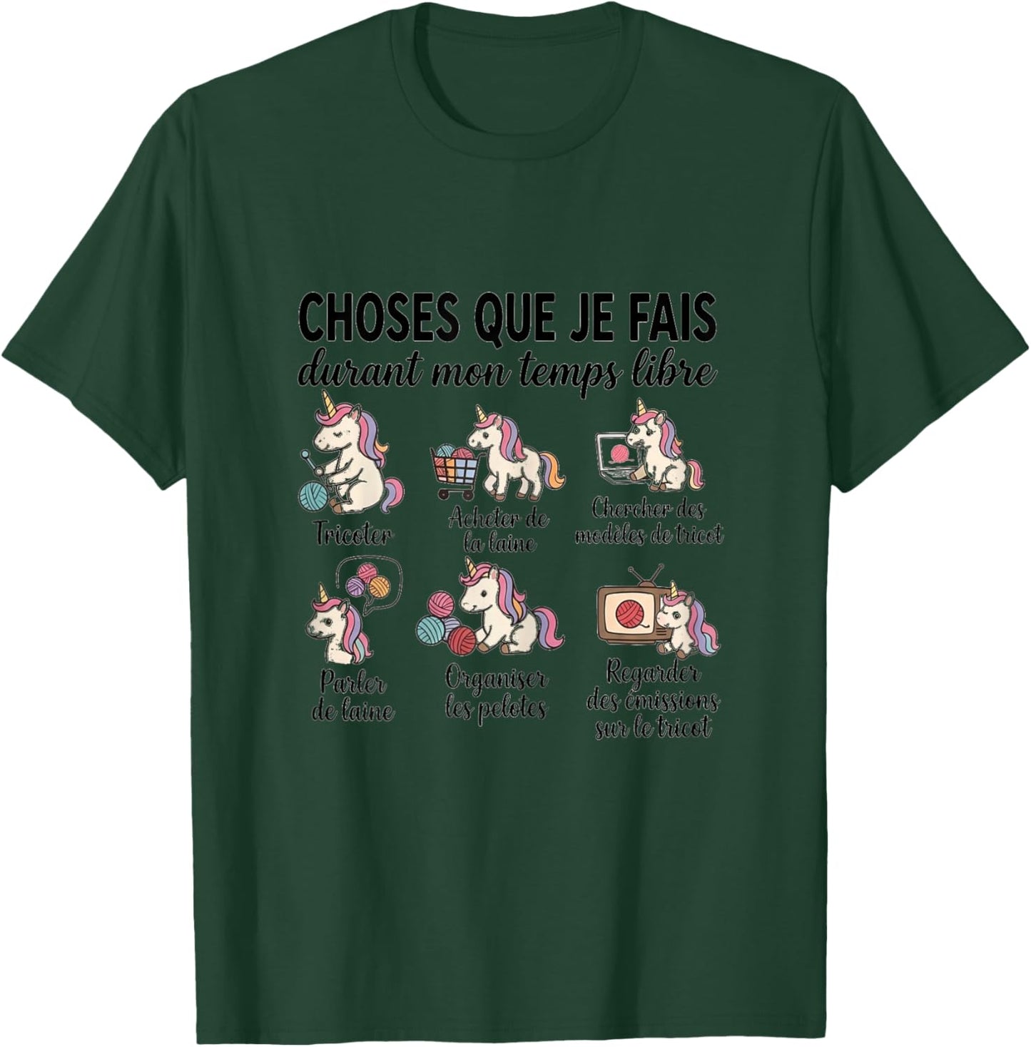 Tricot Humour Femme Cadeau Tricoteuse Licorne Laine T-Shirt - T-Shirt | Forest
