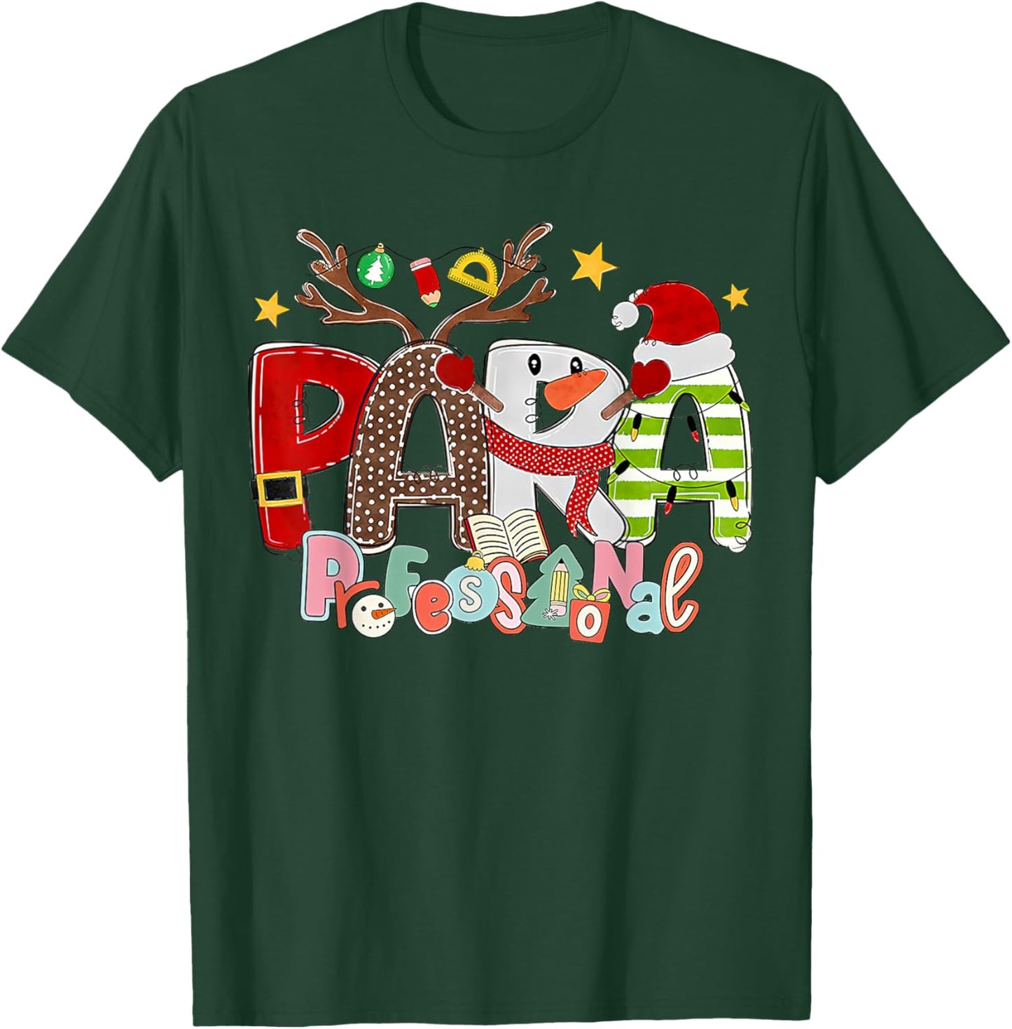 Paraprofessional, Para Squad, Christmas Para Teacher Aide T-Shirt - T-Shirt | Forest