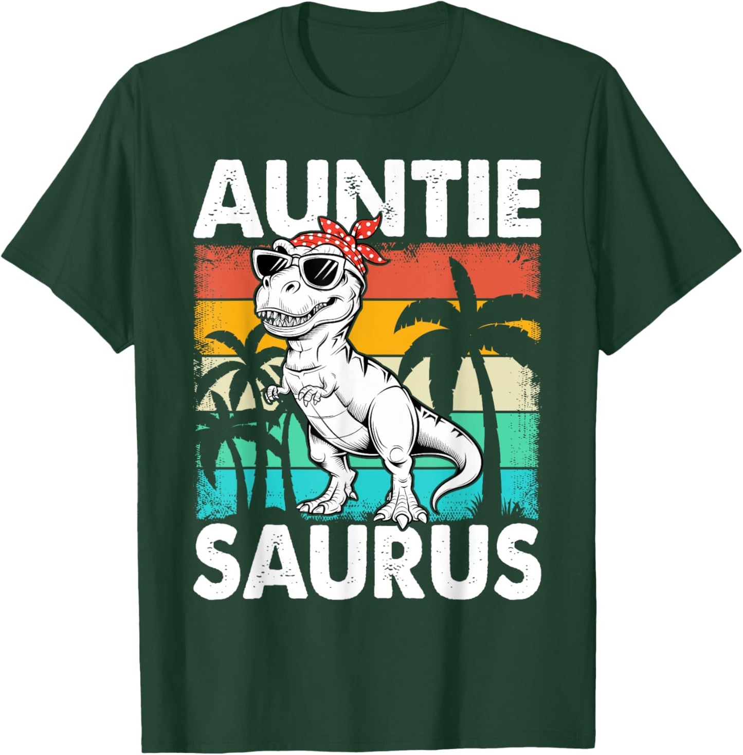 Auntiesaurus T Rex Dinosaur Auntie Saurus Family Matching T-Shirt - T-Shirt | Forest