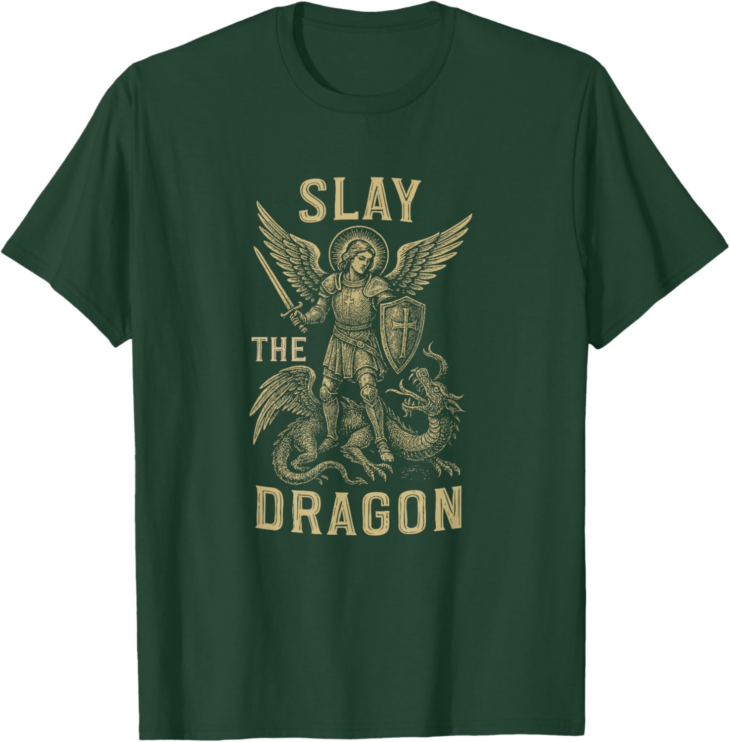 St. Michael The Archangel Catholic Graphic T-Shirt - T-Shirt | Forest