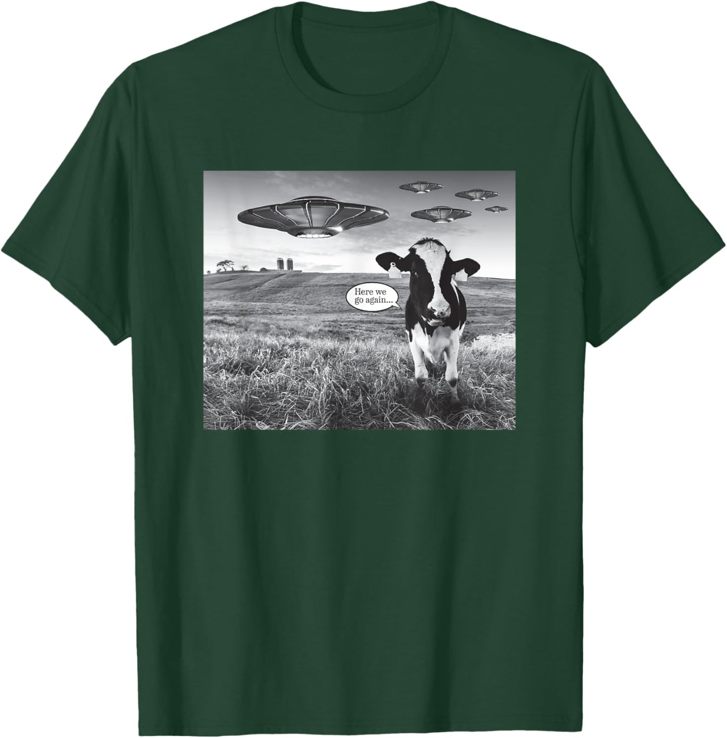 Funny Cow Selfie With Alien T-Shirt - T-Shirt | Forest