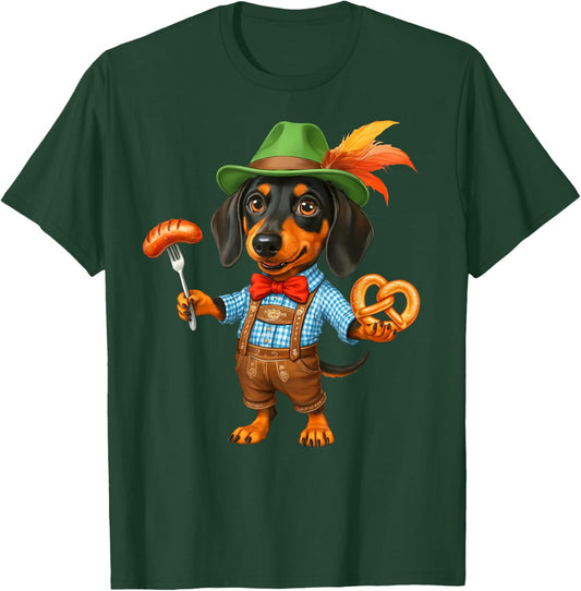 Oktoberfest Dachshund Cute Sausage Dog German Men Women Kids T-Shirt - T-Shirt | Forest
