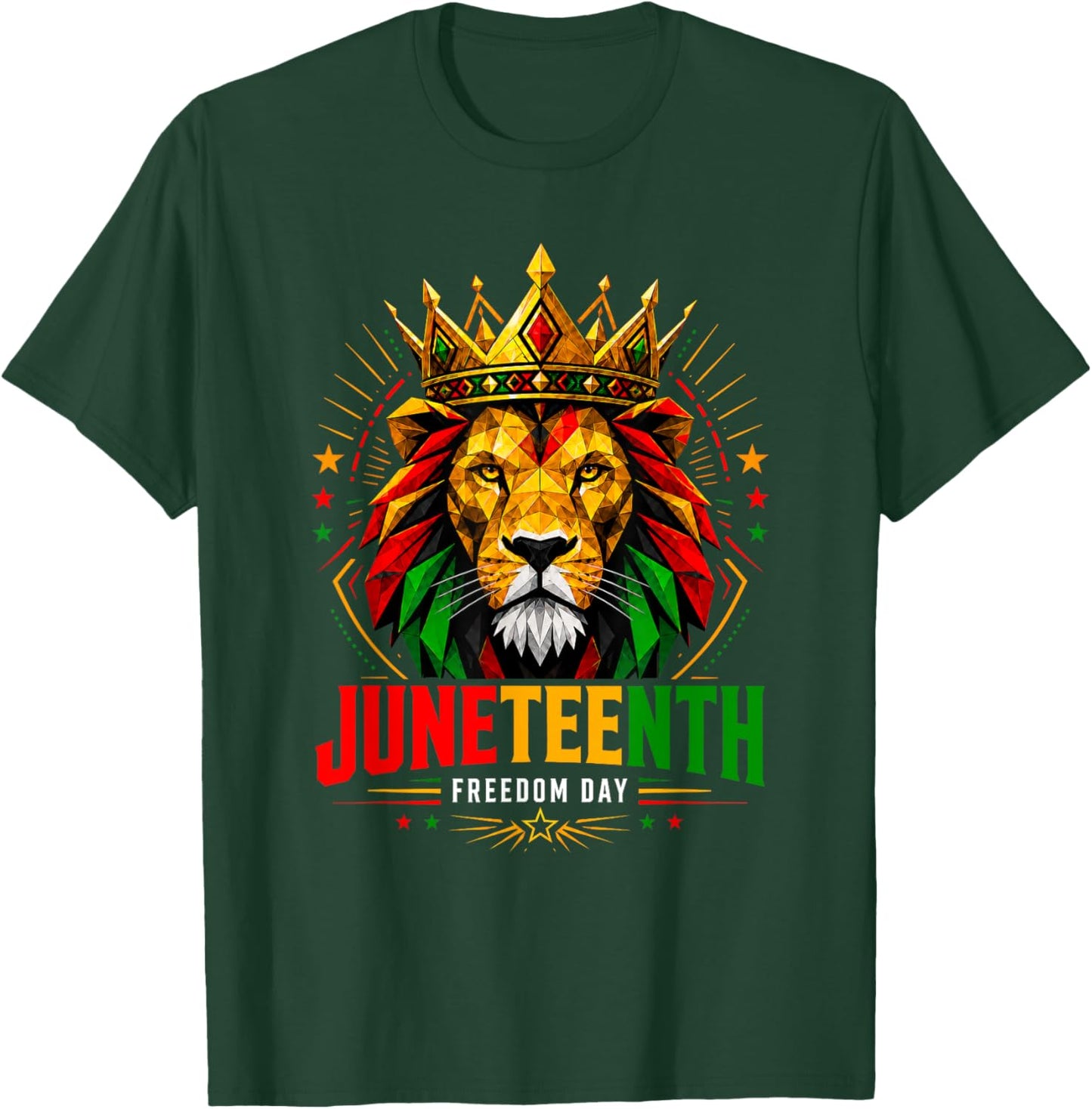 Juneteenth Black History Lion Black Freedom 1865 Men Women T-Shirt - T-Shirt | Forest