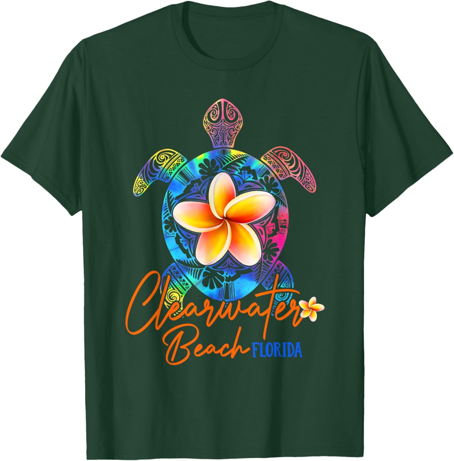 Clearwater Beach Florida Tie Dye Sea Turtle Vacation 2025 Women Girls Kids T-Shirt - T-Shirt | Forest