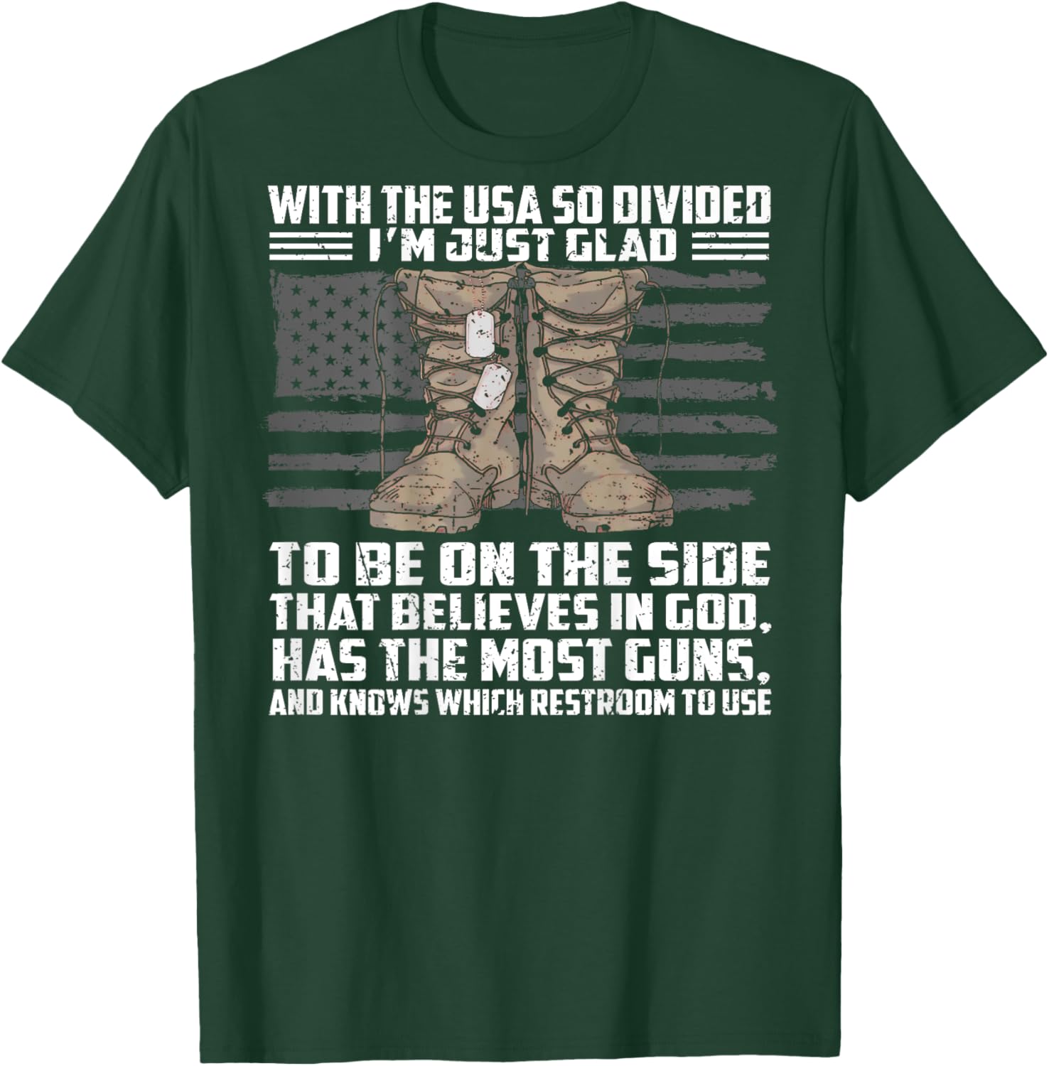 With The USA So Divided I'm Just Glad To Be On (on back) T-Shirt - T-Shirt | Forest