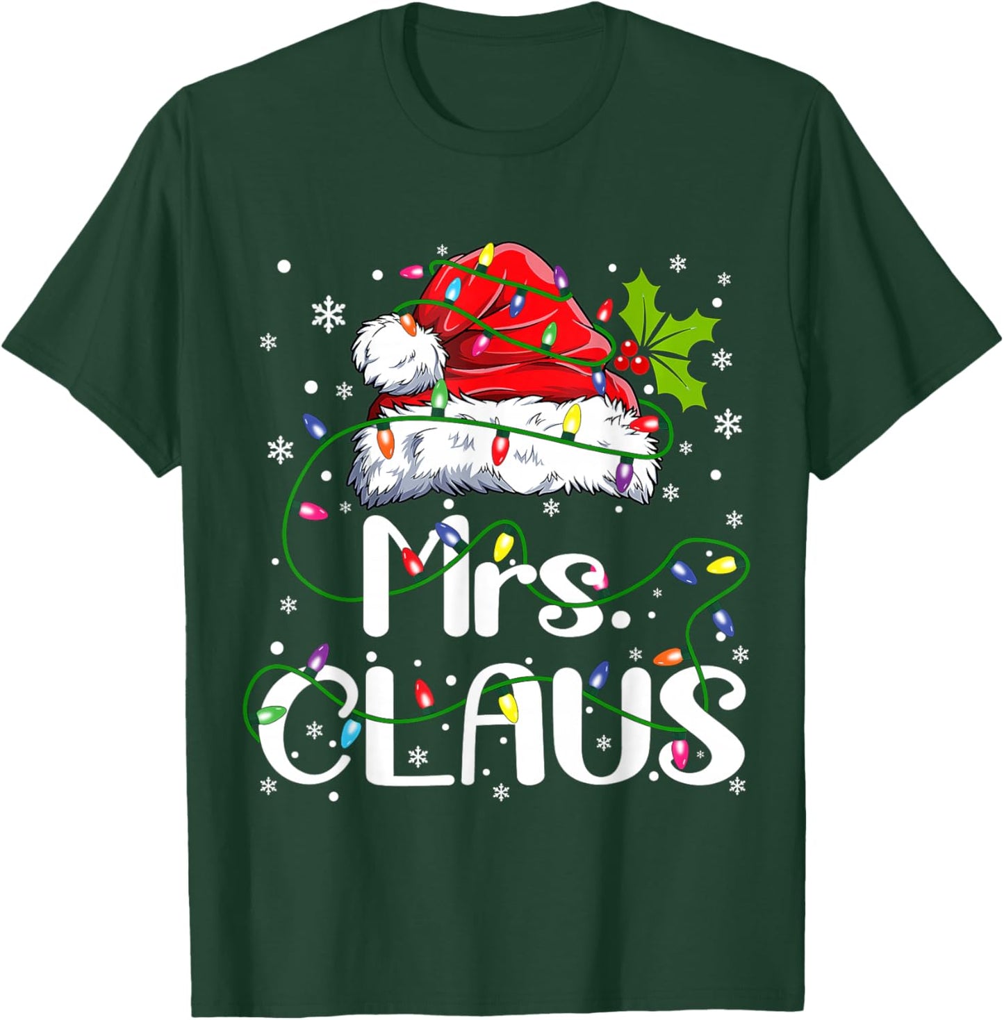 Mr and Mrs Claus Couples Matching Christmas Pajamas Santa T-Shirt - T-Shirt | Forest