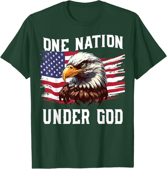 Men's One Nation Under God Bald Eagle Patriotic 4th July USA T-Shirt - T-Shirt | Forest