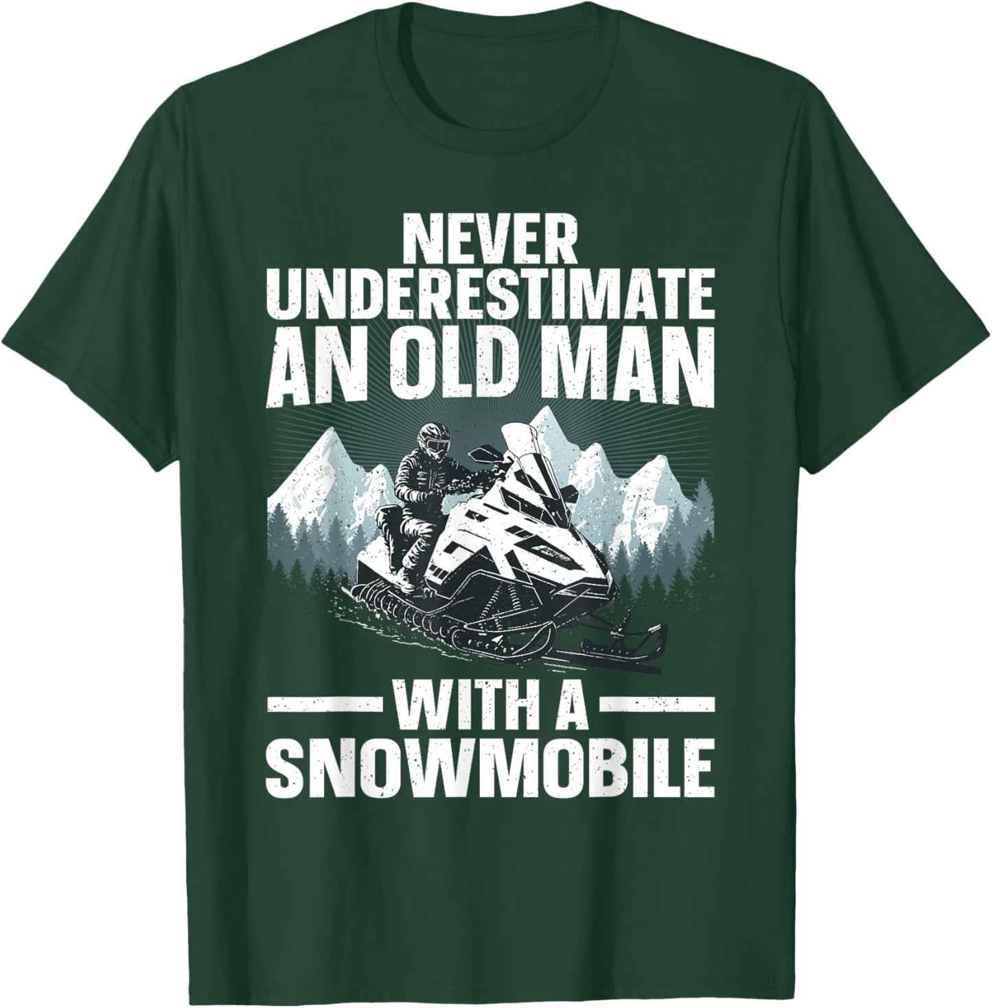 Snowmobile Art Grandpa Snowmobiling Snowmobile Lover T-Shirt - T-Shirt | Forest
