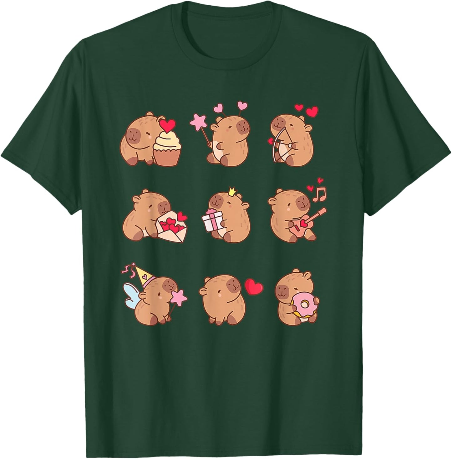 Super Cute Capybaras in Various Poses Capybara T-Shirt - T-Shirt | Forest