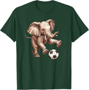 Elephant Playing Soccer - Cute Futbol Playing Elephant T-Shirt - T-Shirt | Forest