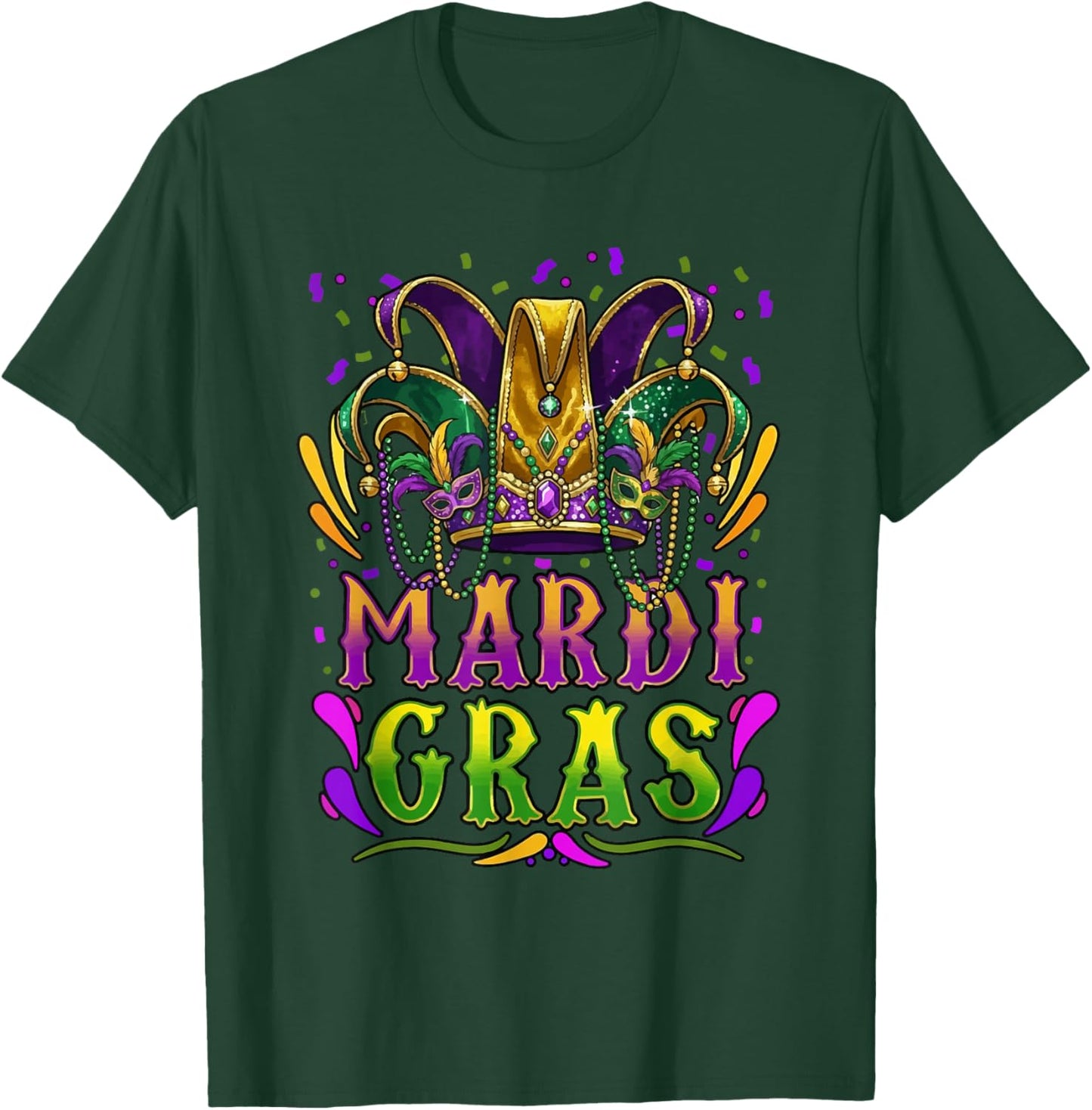 Mardi Gras Funny Carnival Hat Men Women Boys Girls T-Shirt - T-Shirt | Forest