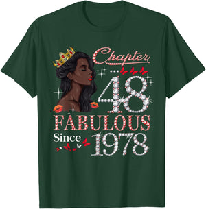 48th Birthday Black Queen Chapter 48 Fabulous Since 1978 T-Shirt - T-Shirt | Forest