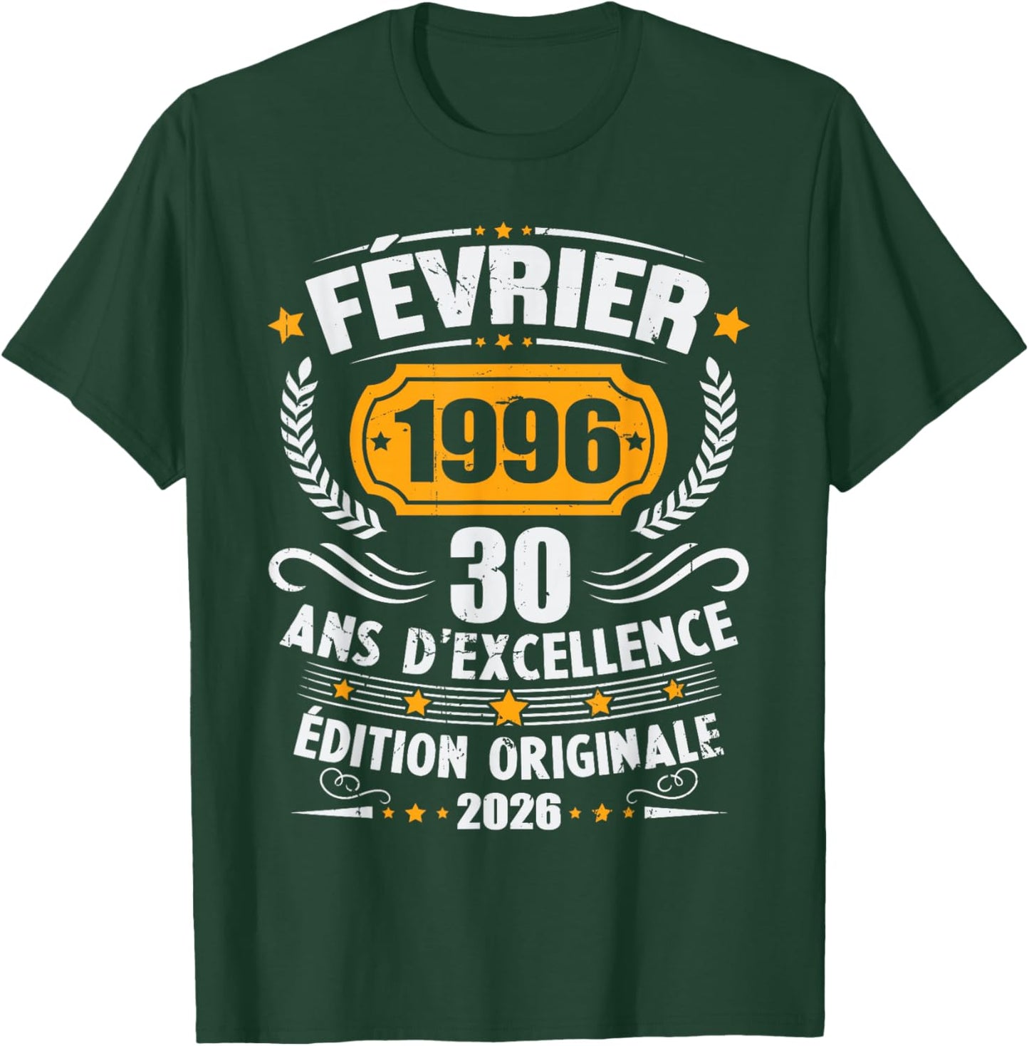 Vintage February 1996 30th Birthday Gift Man Woman T-Shirt - T-Shirt | Forest