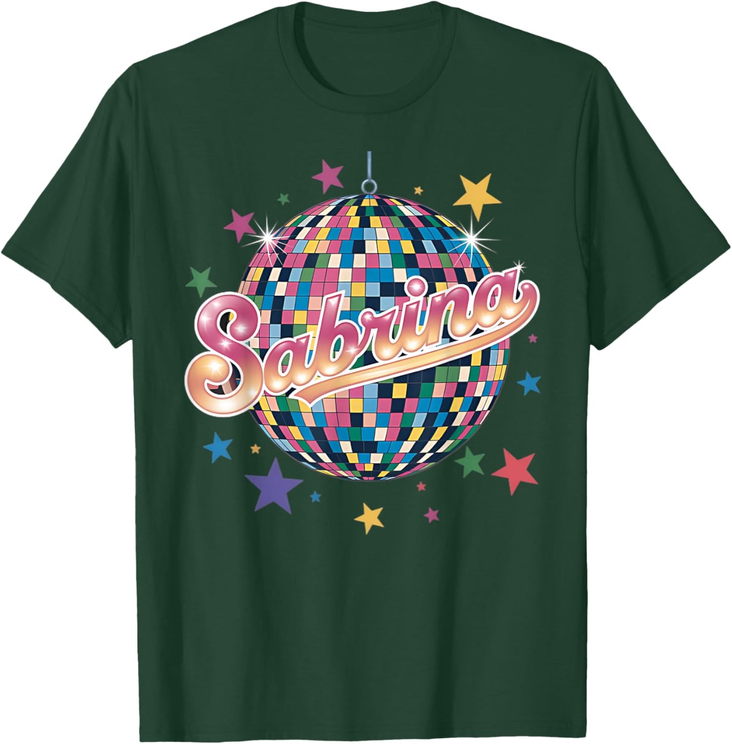 Girl Retro Sabrina First Name Personalized Heart T-Shirt - T-Shirt | Forest