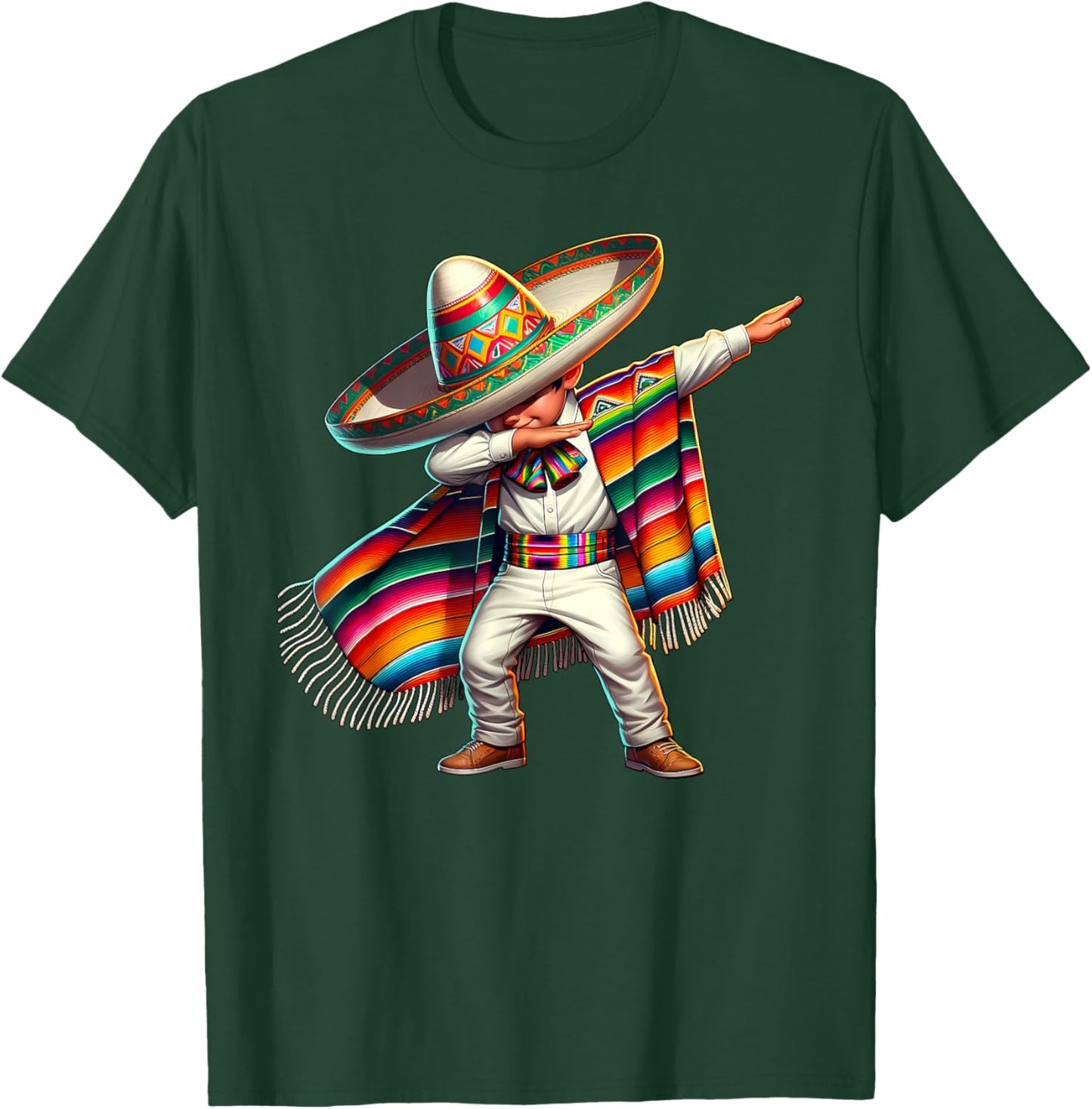 Funny Dabbing Mexican Poncho Sombrero Cinco de Mayo Boy T-Shirt - T-Shirt | Forest