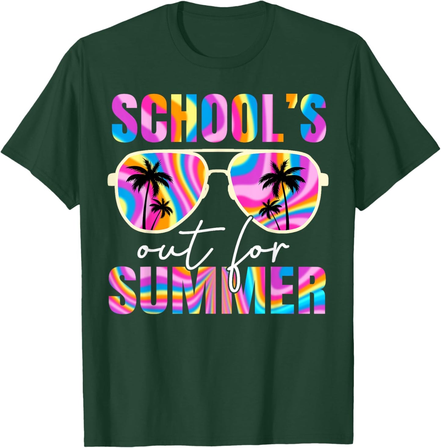 School's Out for Summer Tie Dye Teacher Boy Girl Last Day T-Shirt - T-Shirt | Forest