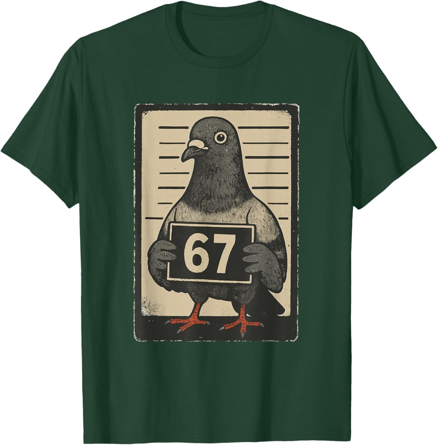 Funny Six Seven Meme 67 Pigeon Mugshot Viral Internet Trend T-Shirt - T-Shirt | Forest