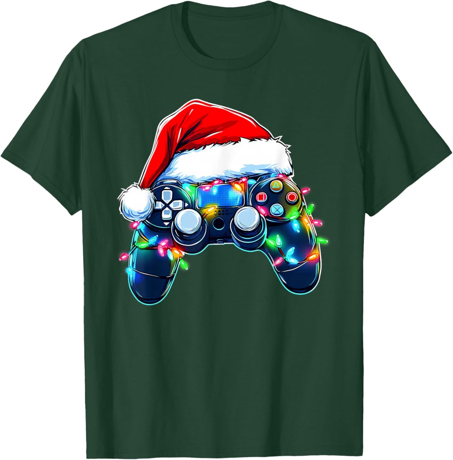 Video Game Controller Christmas Santa Hat Gamer Boys T-Shirt - T-Shirt | Forest